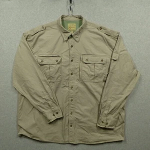 Cabelas Shirt 2XLT Tall Khaki Safari Series Cotton Canvas Flap Pockets Field - Picture 1 of 9