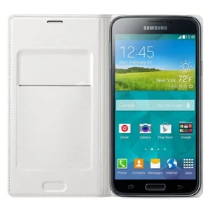 SAMSUNG GALAXY S5 Flip wallet Cover Case WHITE EF-WG900BWEGCA - Picture 1 of 2