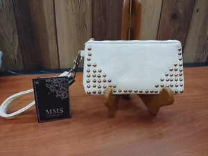 MMS Design Studio Pouch Zip-top Organizer Wallet with gold studs detail NEW NWT - Picture 1 of 6