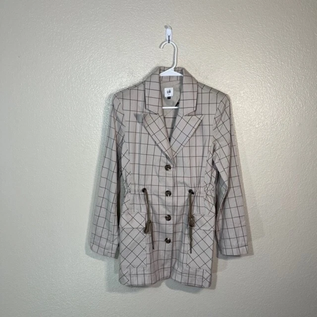 Chaqueta Cabi Windowpane 6026 Para Mujer Cordón Cintura Pequeña Tostada Beige Bolsillos Foto 1 de 4