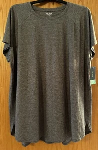 Womens 2X Plus Size Tek Gear High Slit Tunic Tee Shirt Top Gray, NWT Gym Workout - Picture 1 of 9