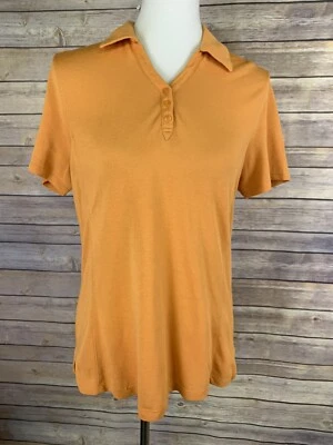 Blusa de golfe Cutter And Buck feminina M Drytec gola laranja manga curta - Imagem 1 de 4