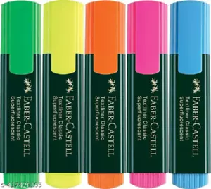 FABER CASTELL Textliner Classic Marker Pen Multicolor Highlighter 5 PCS - Picture 1 of 3