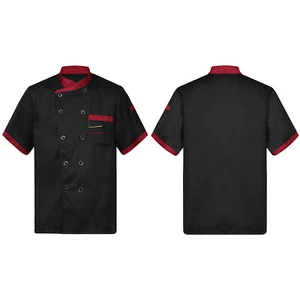 Unisex Short Sleeve Chef Coat Jacket Restaurant Kitchen Chef Uniform Work Shirt - Picture 1 of 95