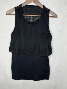 Fabletics Women's Black Mesh Jackie Workout Tank Top Sleeveless Size L Open Back - Picture 1 of 7