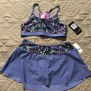 New Girls Under Armour Two-Piece Bikini Top & Swim Skirt Set Sz 16 Purple UPF 30 - Picture 1 of 2
