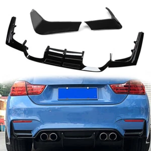 Black Rear Bumper Diffuser Lip +Corner Fin Cover For BMW F80 M3 F82 M4 2015-2020 - Picture 1 of 12