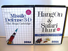 Lot 2 SEGA Game Missile Defense 3-D & Hang On & Safari Hunt (Sega Master, 1987)