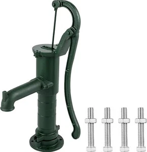 Antique Hand Pitcher Pump - 14.6 x 5.9 x 26 inches, Green Cast Iron w/Handle - Picture 1 of 9