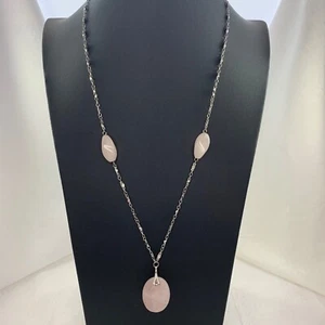 Pendant Necklace Faceted Pink Rose Quartz Pendant Pink Rose Quartz Accent Stones - Picture 1 of 7