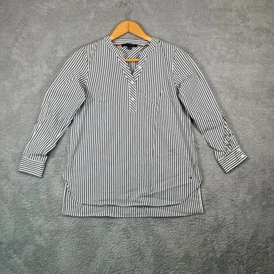 Blusa Tommy Hilfiger Popover Mediana Azul Blanco Rayas Marinero Blusa Top Camisa Foto 1 de 4