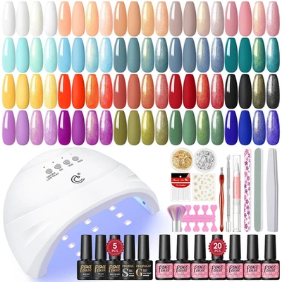 UV Nagellack Set 38 Stück mit UV Lampe Gelnagellack Weiß Rot Rosa Blau Grün Lila - Bild 1 von 4