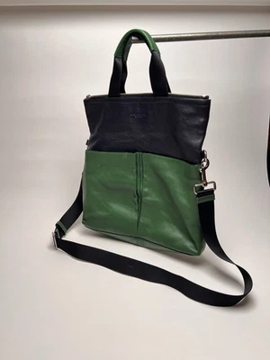 Сумка через плечо Coach темно-синяя и зеленая кожа - Изображение 1 из 4