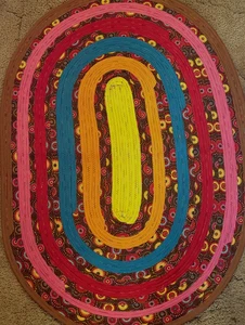 Handmade Jelly Roll Strip Rug Washable Sewn Fabric Rug Cotton  Bright Medallion  - Picture 1 of 3