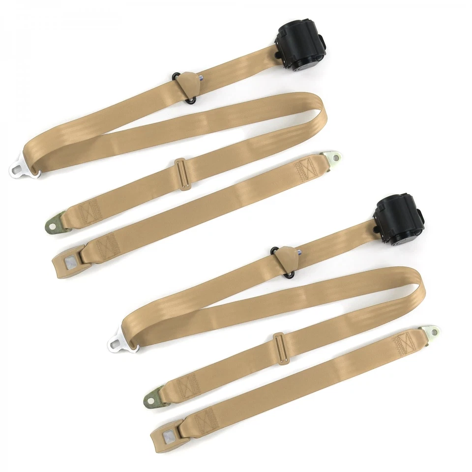 Kit de cinto de segurança AMC Gremlin 1970 - 1979 padrão 3pt bronzeado balde retrátil - 2 cintos  - Imagem 1 de 1