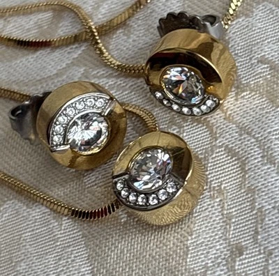 Lia Sophia Lady Remington Conjunto De Colección Dorado Plata Dos Tonos Bisel Circonita Raro Firmado Foto 1 de 4