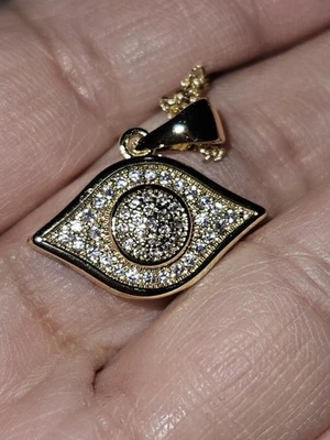 Eye Of Horus 项链镀金 Cz & 18 链条 — 第 1/4 张图片