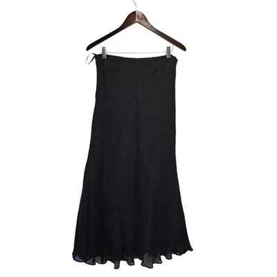 Falda midi SUNDANCE seda negra calce y acampanada 6 forrada Foto 1 de 4