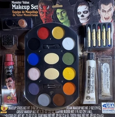 全新 Monster Value 化妆套装 万圣节 化妆 吸血鬼 Blood Rubie's WM33559 — 第 1/4 张图片