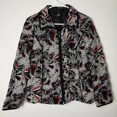Chaqueta RQT Ligera Floral Para Mujer Mediana con Cremallera Colorida y Clásica Foto 1 de 4