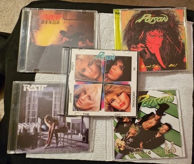 Poison & RATT cd lot Look What Cat, Open Say Power, Out Cellar, Invasion Privacy Foto 1 de 3