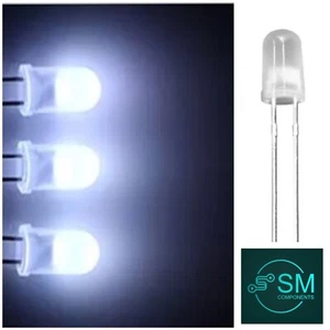 100pcs 5mm White Diffused Round Top LED Diodes Light Emitting Diodes 8000-8500K - Picture 1 of 6
