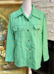 vintage 1970s lee Snap Button Green Shirt 37 Inch Bust No Size On Tag - Picture 1 of 16