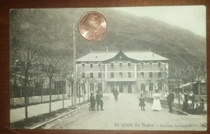 Cartolina d'epoca paesaggistica Italia Lombardia Sondrio Tirano stazione  ferrov - Bild 1 von 2