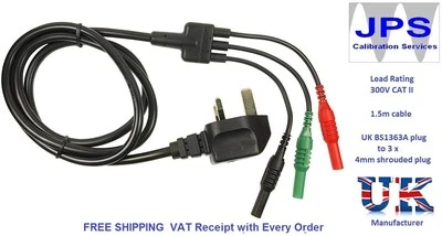 JPS CALIBRATION SERVICES LTD Megger Mains Test Lead MFT1502 MFT1552 MFT1553 JPSS003b