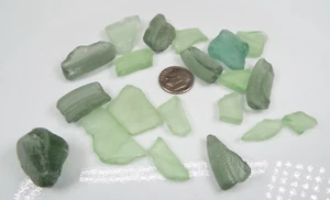 Lot of 20 Pieces Light/DARK Green Genuine Sea Glass Tumbled-JEWELRY-CRAFTS - Picture 1 of 5