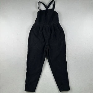 Free People Overalls Women’s Small Black Corduroy Pleated Pockets Tie Strap - Picture 1 of 24