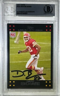 Tarjeta Dwayne Bowe Auto Topps 2007 #323 Kansas City Chiefs BAS encapsulada Foto 1 de 3