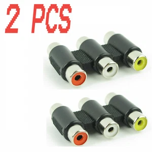 2 Pack 3RCA Female to Female Coupler Composite AV Video Audio TV Cable Adapter - Picture 1 of 4