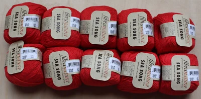 Fibra Natura Sea Song Yarn 10 Balls New 40103 Red - Image 1 of 4