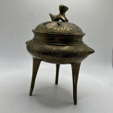 Marked Nian Xuan Chinese Brass three-legged Incense Burner Censer China Covered