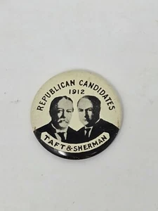 Vintage 1-inch Political Republican Pin Candidates 1912 Taft and Sherman - Picture 1 of 8