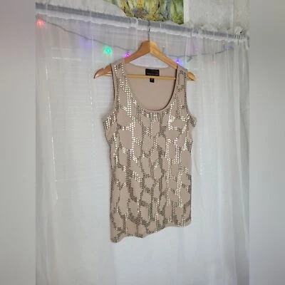 Camiseta sin mangas Dana Buchman de lentejuelas para mujer talla pequeña mezcla de algodón Foto 1 de 4