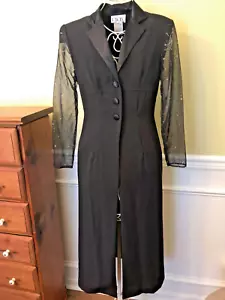 Blazer nero lungo vintage anni 80 steampunk gotico giacca abito manica trasparente 6 sm - Foto 1 di 3