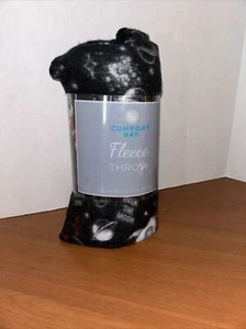 New ~ Soft Comfort Bay Fleece Throw/Black/Space/Rocket Ship/Planets/Stars~ 50x60 - Picture 1 of 4