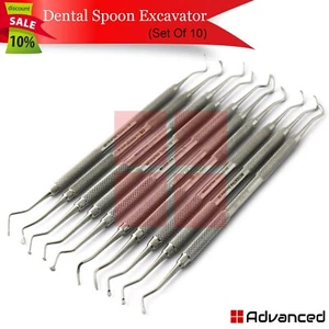 10 Pcs Dental Spoon Excavators Restorative Double Ended Composite Instruments - Picture 1 of 12