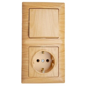 Unterputz STECKDOSE Kombi Schalter-Schutzkontakt Eichen Holz - Bild 1 von 4