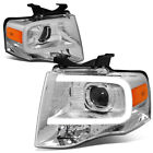 For 2007-2014 Ford Expedition LED DRL Tube Projector Headlight Head Lamp Chrome