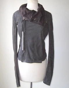 RICK OWENS Vintage Grey Washed Distressed Leather Biker Jacket 42 8 - Picture 1 of 3
