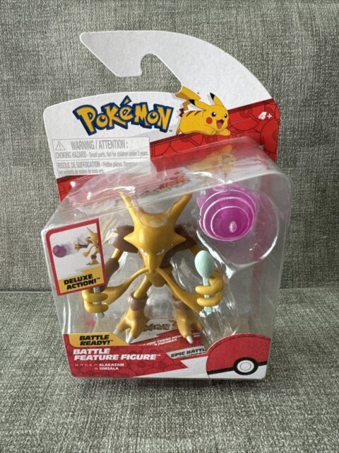 Pokemon Alakazam Battle Feature Figure - 4.5 inch Alakazam Battle Ready  Figure with Psychic Blast Accessory 