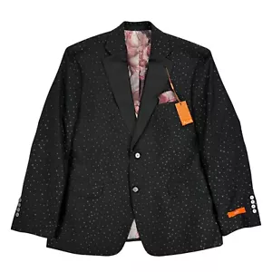 Tallia Mens Slim Fit Dotted Sport Coat Black Silver 44S - Picture 1 of 5