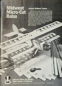 Vintage 1983 Midwest Micro-Cut Balsa RC Plane Print Ad Ephemera - Picture 1 of 1