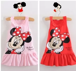 NEW Girls Dress Minnie Mouse Pink or Red, Party Dress Fancy Dress Summer - Picture 1 of 3