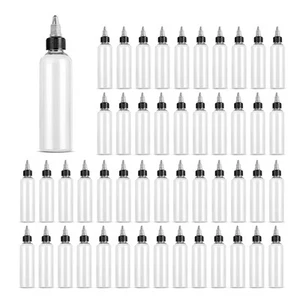 40 Pack Clear Dispensing Bottles 4oz Round Plastic Squeeze Bottle with Twist ... - Picture 1 of 6