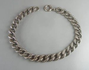 Vintage Sterling Silber Struktur Kette Armband Starter für Charms Mappe Bros - Bild 1 von 4