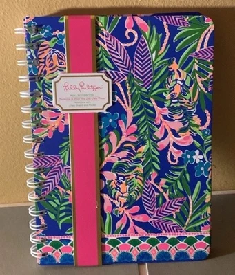 NEW Lilly Pulitzer Blue/Gold Hardcover Mini Spiral Notebook, 8.25" x 6.5" NWT - Image 1 of 4